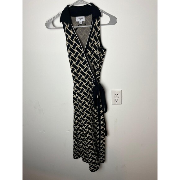 Diane von Furstenberg x Target Wrap Dress Womens XXS Black Geometric Sleeveless - Picture 2 of 7
